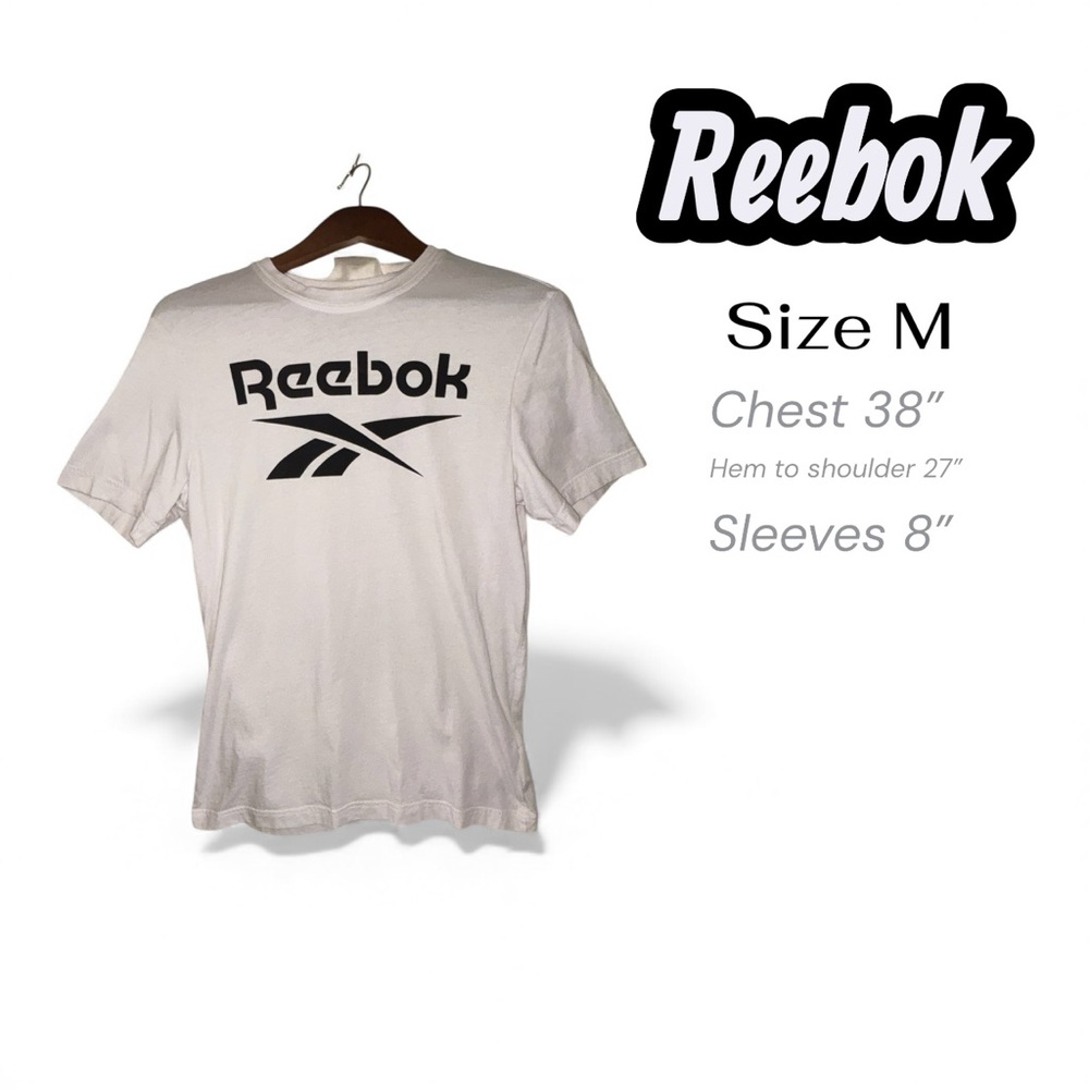 Reebok Women’s White Tee with Black Logo Size Medium
